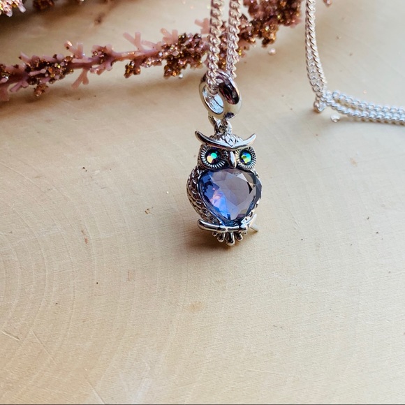 Swarovski OWL Purple Crystal Silver Necklace - Picture 4 of 7